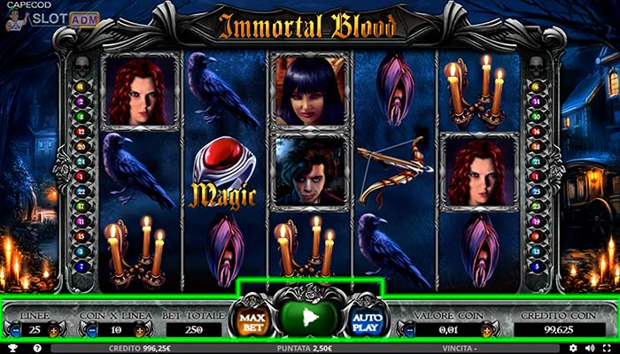 Come impostare la slot machine Immortal Blood