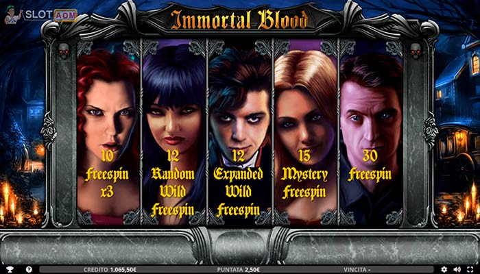 Slot online Immortal Blood: scelta dei Free Spin