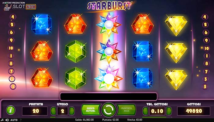 Esempio di re-spin nella slot machine Starburst