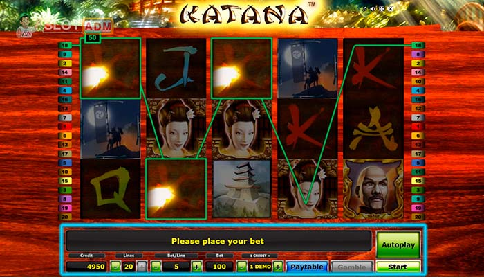 Comandi e impostazioni della slot Katana