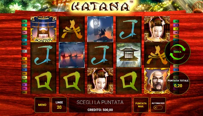 Visualizzazione su iPhone della slot online Katana