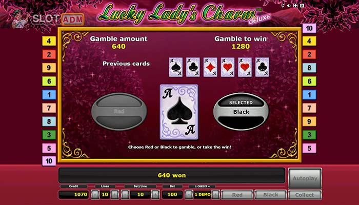 Funzione Gamble nella slot online Lucky Lady's Charm Deluxe