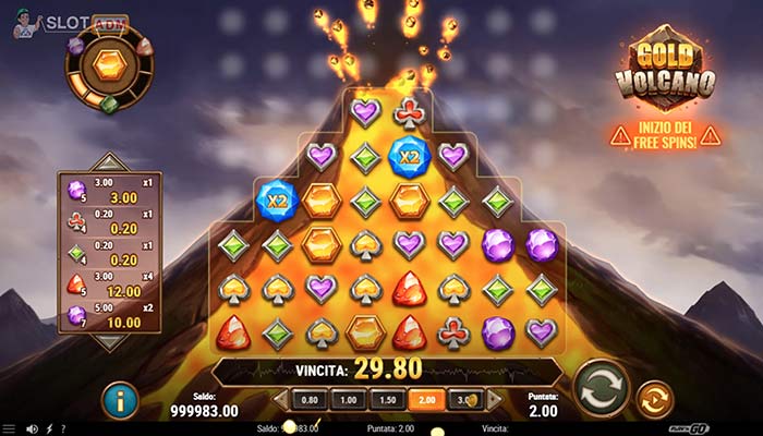Slot online Gold Volcano: attivazione del bonus