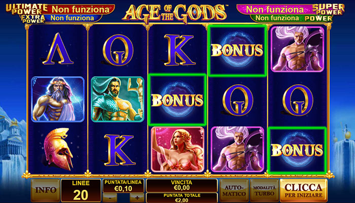 Attivazione del bonus nella slot Age of The Gods