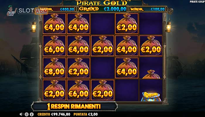Slot machine Pirate Gold: funzione Sacco Fortunato