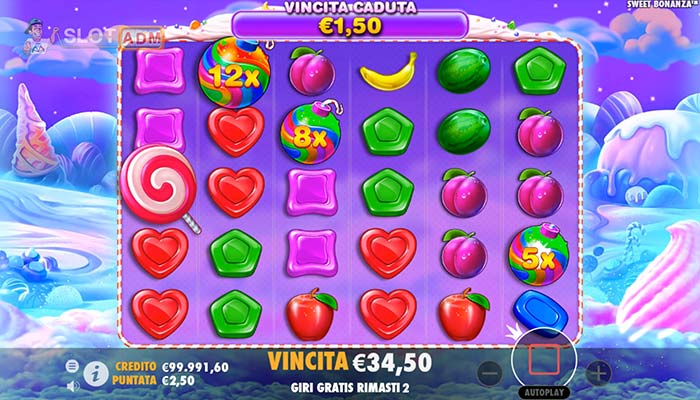 Slot machine Sweet Bonanza: moltiplicatori delle vincite