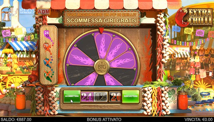 Esempio di scommessa dei Free Spin in una slot machine Big Time Gaming